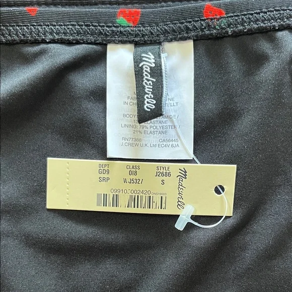 NWT Madewell Tie Front Top Fresh Strawberries Bikini - High-Waited Bottom  -S - Picture 12 of 16